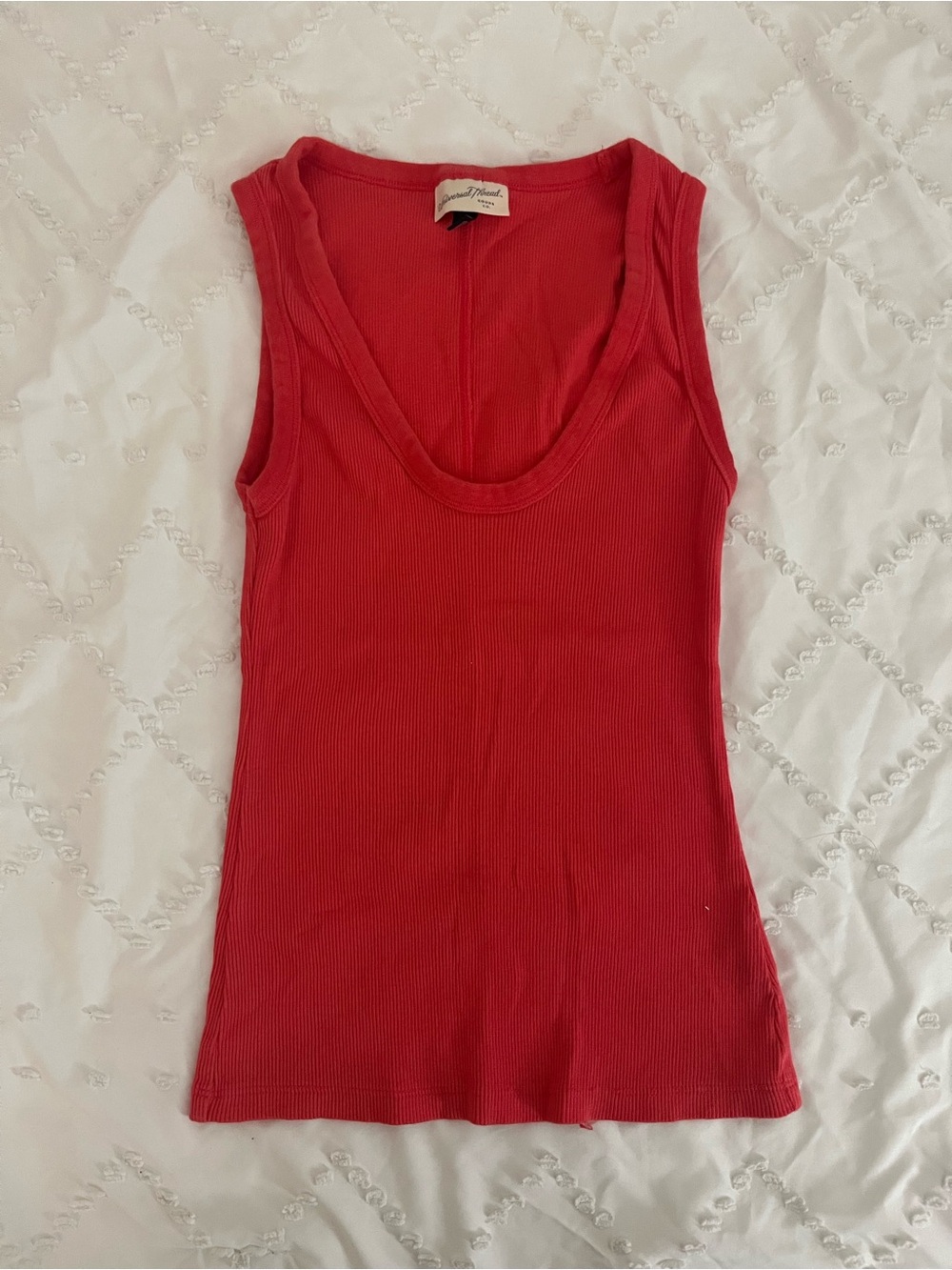 Universal Thread Red Ribbed Scoop Neck Tank Top